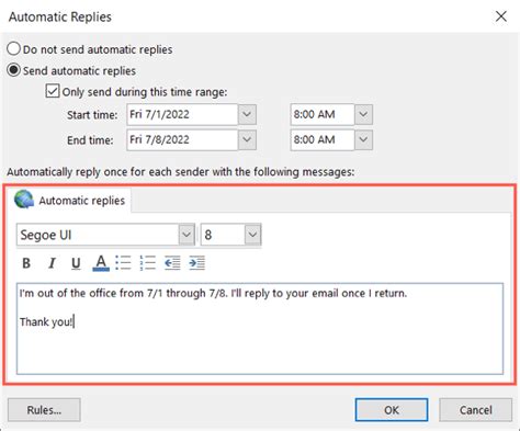How To Set An Out Of Office Message In Outlook