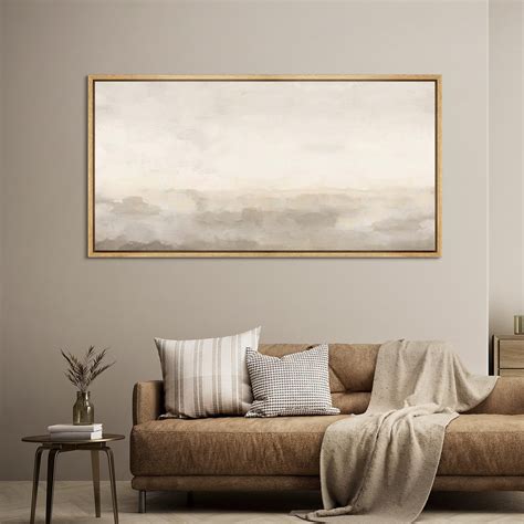 Idea4wall Extra Large Framed Canvas Print Wall Art Minimalist Neutral Landscape Abstract Horizon