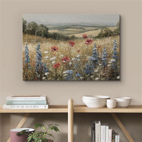 Idea4wall Rustic Countryside Relax Calm Landscape Nature Wildflowers Pictures Large Framed