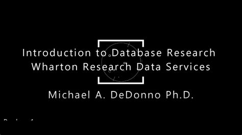 Introduction To Wharton Research Data Services Wrds Youtube