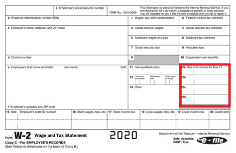 Irs Form W 2 Box 12 Codes Printable Forms Free Online