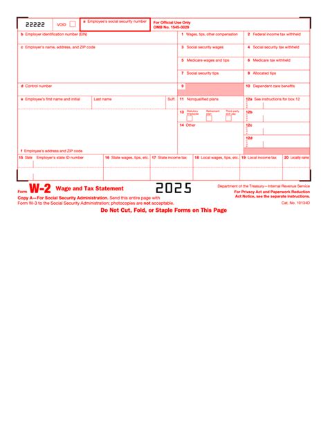 Irs Form W 2 Instructions For Tax Year 2025