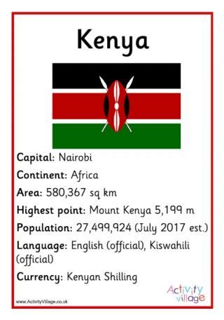 Kenya Fun Facts And Printables For Kids
