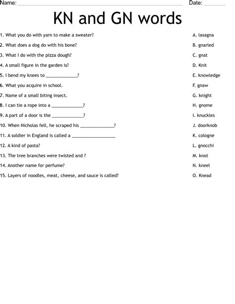 Kn And Gn Words Worksheet Wordmint Kn And Gn Words Worksheet Wordmint