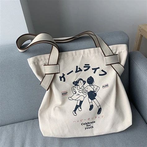 Korean Style Tote Bag Chic Ikea Style Canvas Shoulder Bag Etsy Uk Artofit