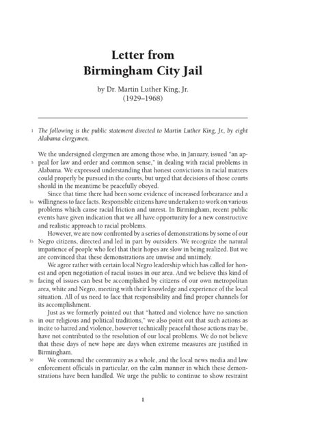 Letter From Birmingham Jail Pdf Summary M Luther King Jr 12Min Blog