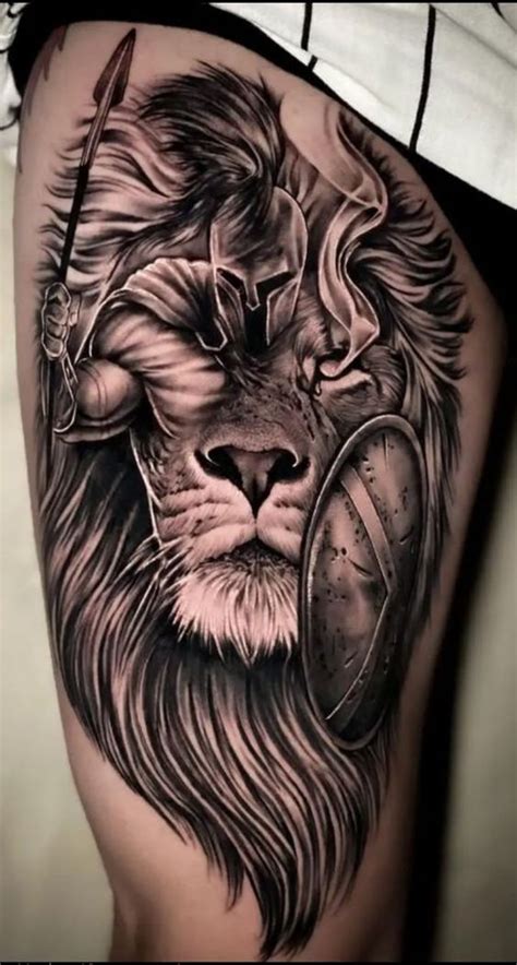 Lion Thigh Piece Clean And Neat Fearless A Lion Tattoo Can Symbolize Strength Power Leadership And Courage Lions Are Known As The King Of The Jungle And Are Often Associated