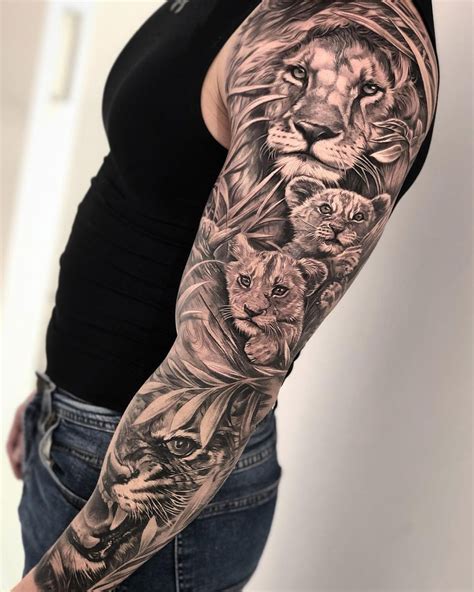 Lion With Cubs Amp Tiger Sleeve Best Tattoo Ideas For Men Amp Women Lion With Cubs Amp Tiger Sleeve Best Tattoo Ideas For Men Amp Women