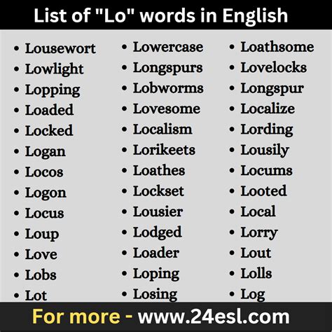 List Of Amp Quot Lo Amp Quot Words In English 24Esl Com List Of Amp Quot Lo Amp Quot Words In English 24Esl Com