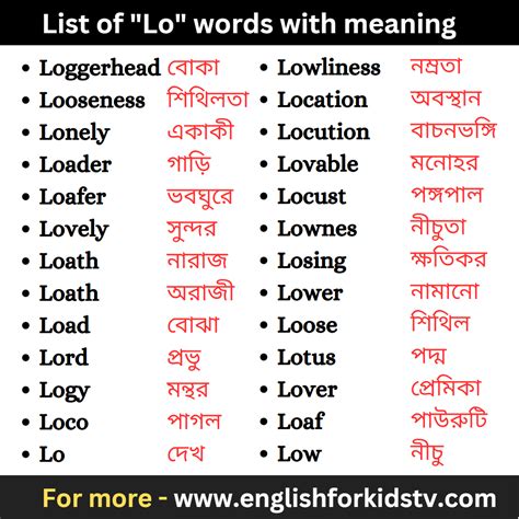 List Of Amp Quot Lo Amp Quot Words With Meaning English For Kids List Of Amp Quot Lo Amp Quot Words With Meaning English For Kids