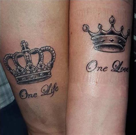 Matching King And Queen Crown Tattoo Designs