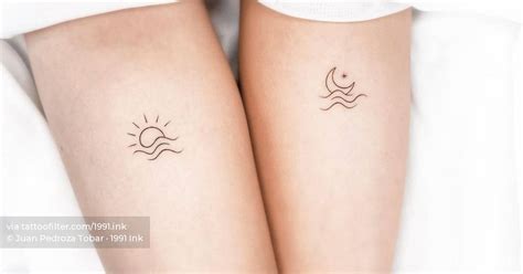 Matching Sun And Moon Tattoo For Couple Done In Fine