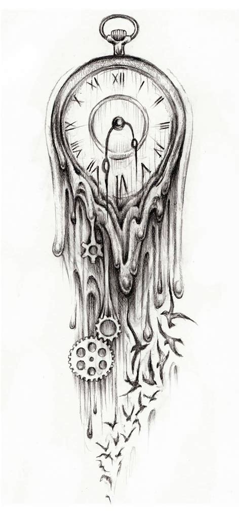 Melting Clock Tattoo Design Melting Clock Tattoo Design