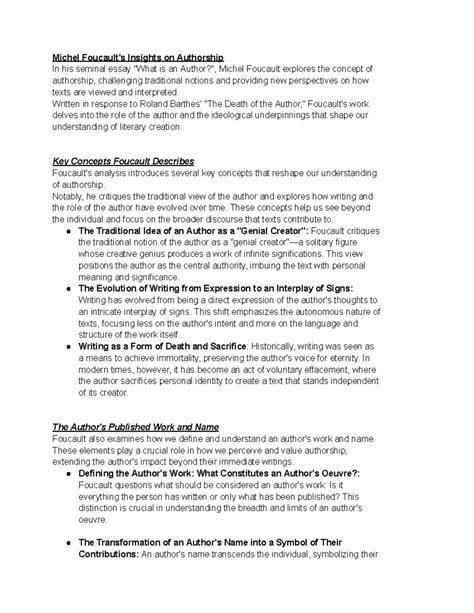 Michel Foucault Amp 39 S Insights On Authorship A Critical Analysis Studocu Michel Foucault Amp 39 S Insights On Authorship A Critical Analysis Studocu