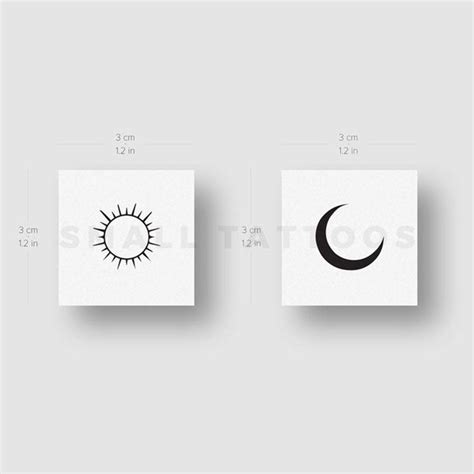 Minimalist Matching Sun And Moon Temporary Tattoo Set Of 3 3 Small Tattoos