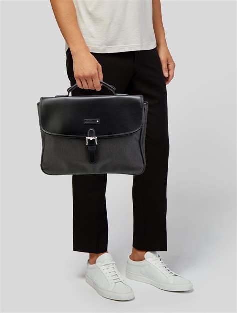 Montblanc Leather Trimmed Canvas Briefcase Black Briefcases Bags Mbl33842 The Realreal Montblanc Leather Trimmed Canvas Briefcase Black Briefcases Bags Mbl33842 The Realreal