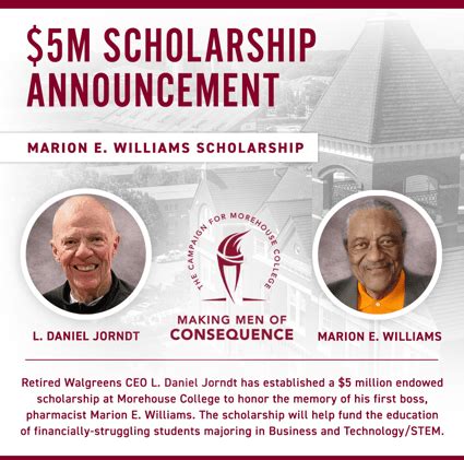 Morehouse College Receives 5 Million Gift To Launch Endowed Scholarship Honoring The Legacy Of Iowa Pharmacy Owner Marion E Williams