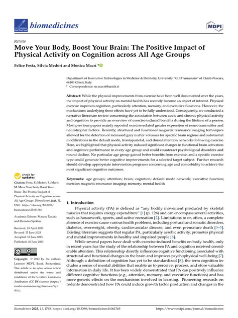 Move Your Body Boost Your Brain The Positive Impact Of Physical Activity On Cognition Across Move Your Body Boost Your Brain The Positive Impact Of Physical Activity On Cognition Across