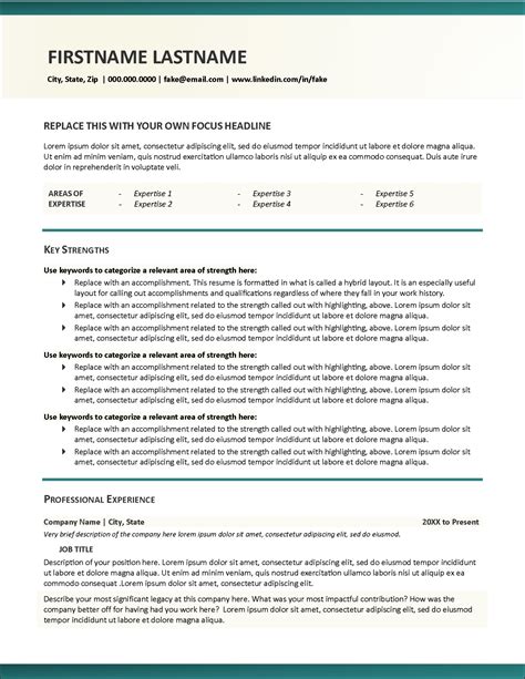 Ms Word Resume Template Offering A Hybrid Resume Layout Ms Word Resume Template Offering A Hybrid Resume Layout