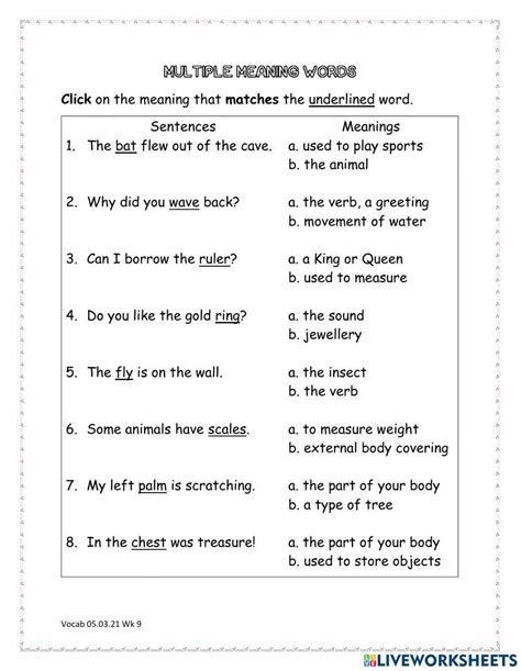 Multi Meaning Words Worksheet Writing Practice Worksheet Multi Meaning Words Worksheet Writing Practice Worksheet