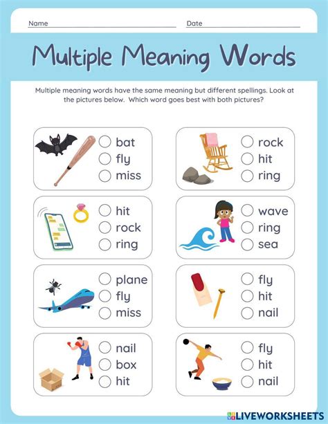 Multiple Meaning Words Worksheet Multiple Meaning Words Worksheet