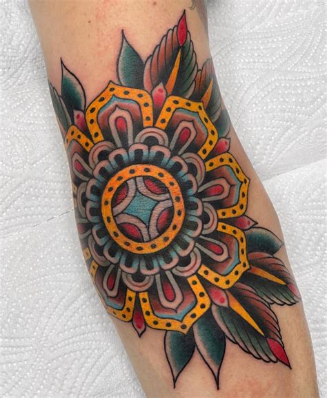 My Traditional Mandala Flower Elbow Tattoo Done By Mr Jan Gct Winnipeg Canada Elbow Tattoos