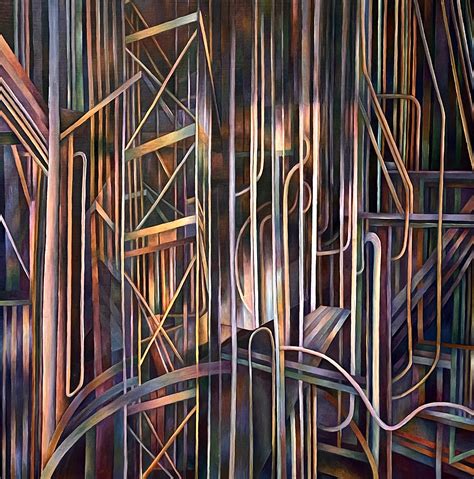 Nancy Newman Rice Amp Quot Inside The Machine Amp Quot Abstract Oil Painting On Canvas Mounted On Wood Panel