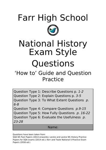National 5 History Exam Style Question Booklet Teaching Resources National 5 History Exam Style Question Booklet Teaching Resources