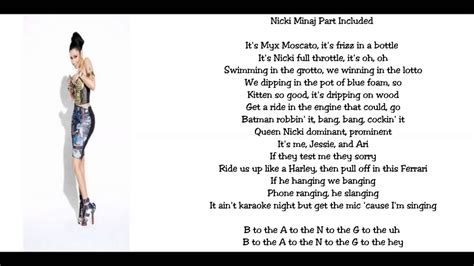 Nicki Minaj Bang Bang Verse Lyrics Its Me Jessie And Ari If They Test Me They Sorry Nicki Minaj Bang Bang Verse Lyrics Its Me Jessie And Ari If They Test Me They Sorry