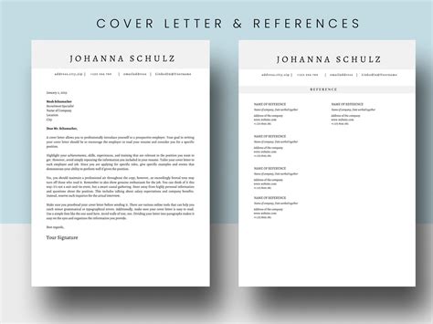 Np Resume Cover Letter Reference Templates Etsy Hong Kong