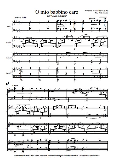 O Mio Babbino Caro Harp Column Music O Mio Babbino Caro Harp Column Music