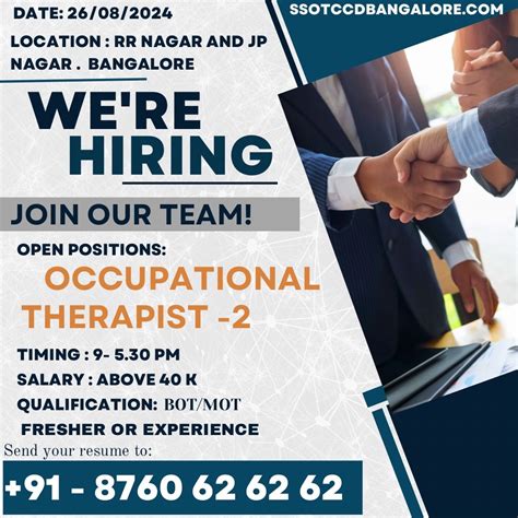 Occupational Therapy Vacancy Available In Bangalore Located In Jp Nagar At A Special School Seeking An Experienced Individual Contact 8760626262 Occupational Therapy Vacancy Available In Bangalore Located In Jp Nagar At A Special School Seeking An Experienced Individual Contact 8760626262
