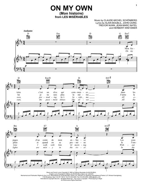 On My Own From Les Miserables By Claude Michel Schonberg Sheet Music For Pro Vocal At Sheet On My Own From Les Miserables By Claude Michel Schonberg Sheet Music For Pro Vocal At Sheet
