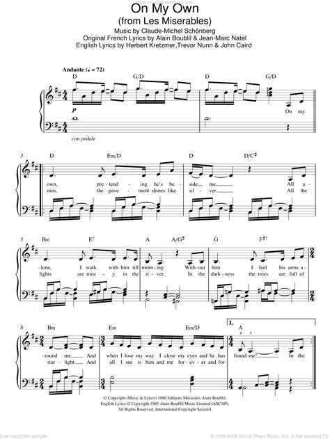 On My Own From Les Miserables Educational Piano Sheet Music On My Own From Les Miserables Educational Piano Sheet Music
