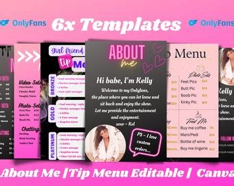 Onlyfans Tip Menu Onlyfans Graphics Bundle Six Editable Canva Templates Onlyfans Menu Onlyfans Tip Menu Onlyfans Graphics Bundle Six Editable Canva Templates Onlyfans Menu