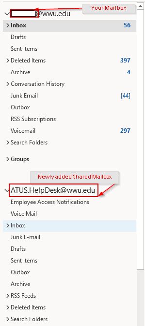 Open An Outlook Shared Mailbox Atus Western Washington University