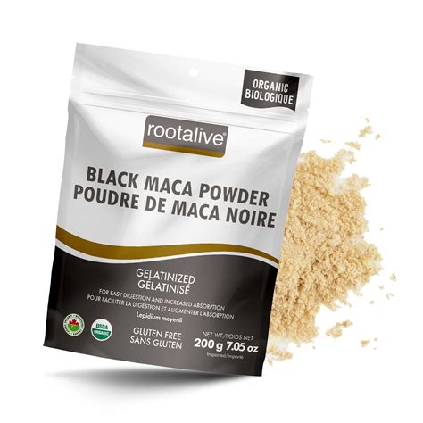 Organic Gelatinized Black Maca Powder 454G Rootalive Inc