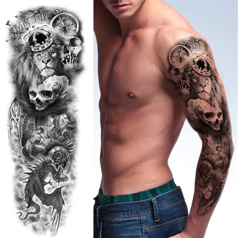 Padoun Temporary Tattoo Sleeves For Women Men 12 Sheets Halloween Party Black Skulls Full Arm Half Arm Body Stickers Buy Now With Express International Delivery Gosupps Com Padoun Temporary Tattoo Sleeves For Women Men 12 Sheets Halloween Party Black Skulls Full Arm Half Arm Body Stickers Buy Now With Express International Delivery Gosupps Com