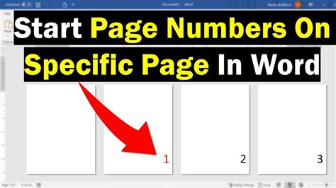 Page Numbers Starting From A Specific Page In Word Youtube