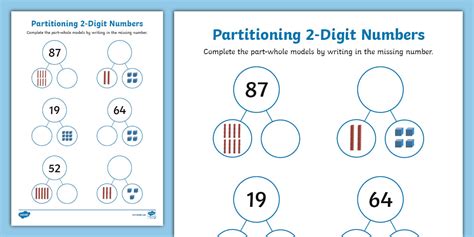 Partitioning 2 Digits Using A Part Whole Model Twinkl
