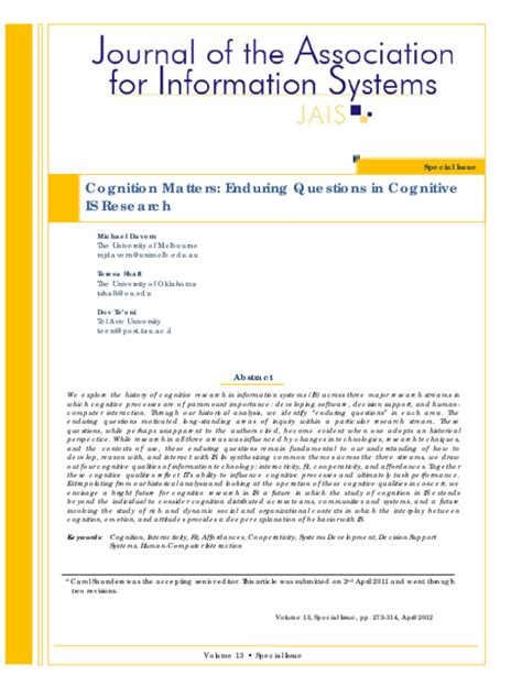 Pdf Cognition Matters Enduring Questions In Cognitive Is Research Pdf Cognition Matters Enduring Questions In Cognitive Is Research