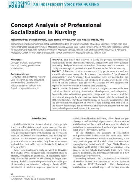 Pdf Concept Analysis Of Professional Socialization In Nursing