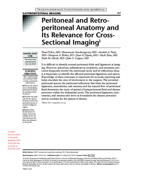 Pdf Peritoneal And Retro Peritoneal Anatomy And Its Relevance For Cross Sectional Imaging 1 Onlineonly Cme Pdf Peritoneal And Retro Peritoneal Anatomy And Its Relevance For Cross Sectional Imaging 1 Onlineonly Cme
