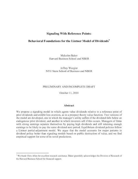 Pdf Signaling With Reference Points Behavioral Foundations Finance Wharton Upenn Edu