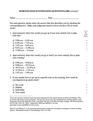 Pdf Validity Of The Reduced Version Of The Morningness Eveningness Questionnaire Pdf Validity Of The Reduced Version Of The Morningness Eveningness Questionnaire