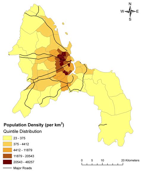 Population Density By Ward And Major Roads In Dar Es Salaam Tanzania Download Scientific Diagram