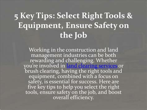Ppt 5 Key Tips Select Right Tools Amp Equipment Ensure Safety On The Job Powerpoint Ppt 5 Key Tips Select Right Tools Amp Equipment Ensure Safety On The Job Powerpoint