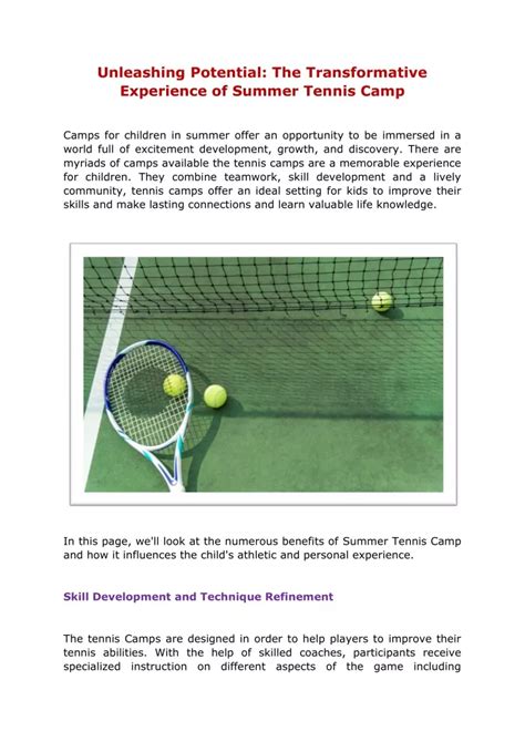 Ppt Unleashing Potential The Transformative Experience Of Summer Tennis Camp Powerpoint Ppt Unleashing Potential The Transformative Experience Of Summer Tennis Camp Powerpoint