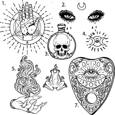Pre Made Ready To Use Witch Flash Tattoo Stencils Set Of 4 Etsy Pre Made Ready To Use Witch Flash Tattoo Stencils Set Of 4 Etsy
