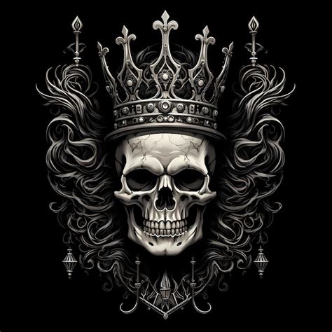 Premium Photo Skull And Crown Tattoo Design Illustration